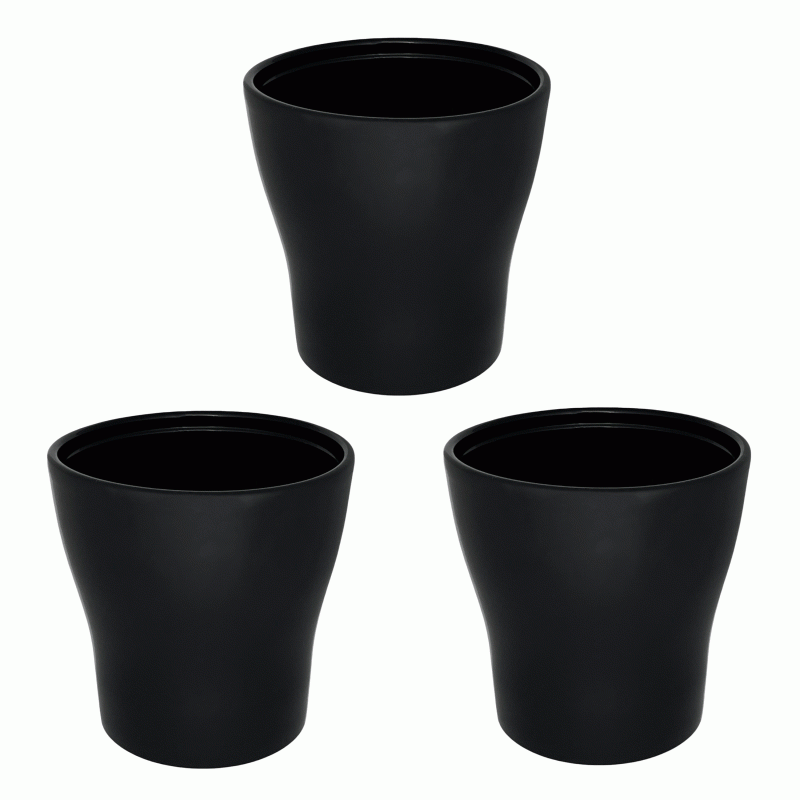 3 PACK MACETAS ANNA BLACK GLOSS
